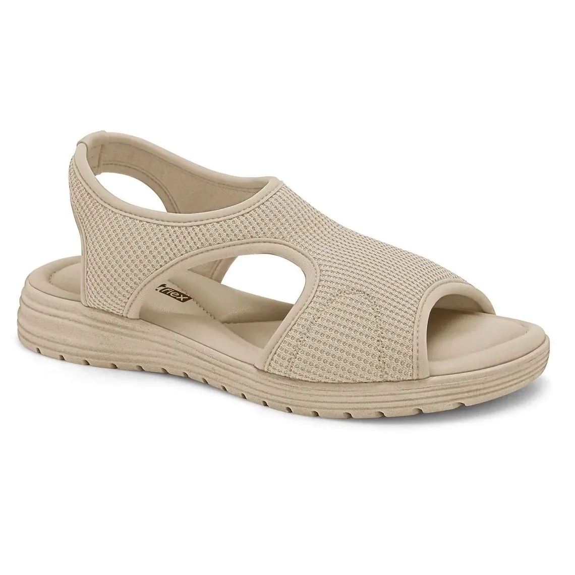 Sandália casual feminina Comfortflex modelo 2551302-0003 na cor bege com lycra e design aberto para ventilação